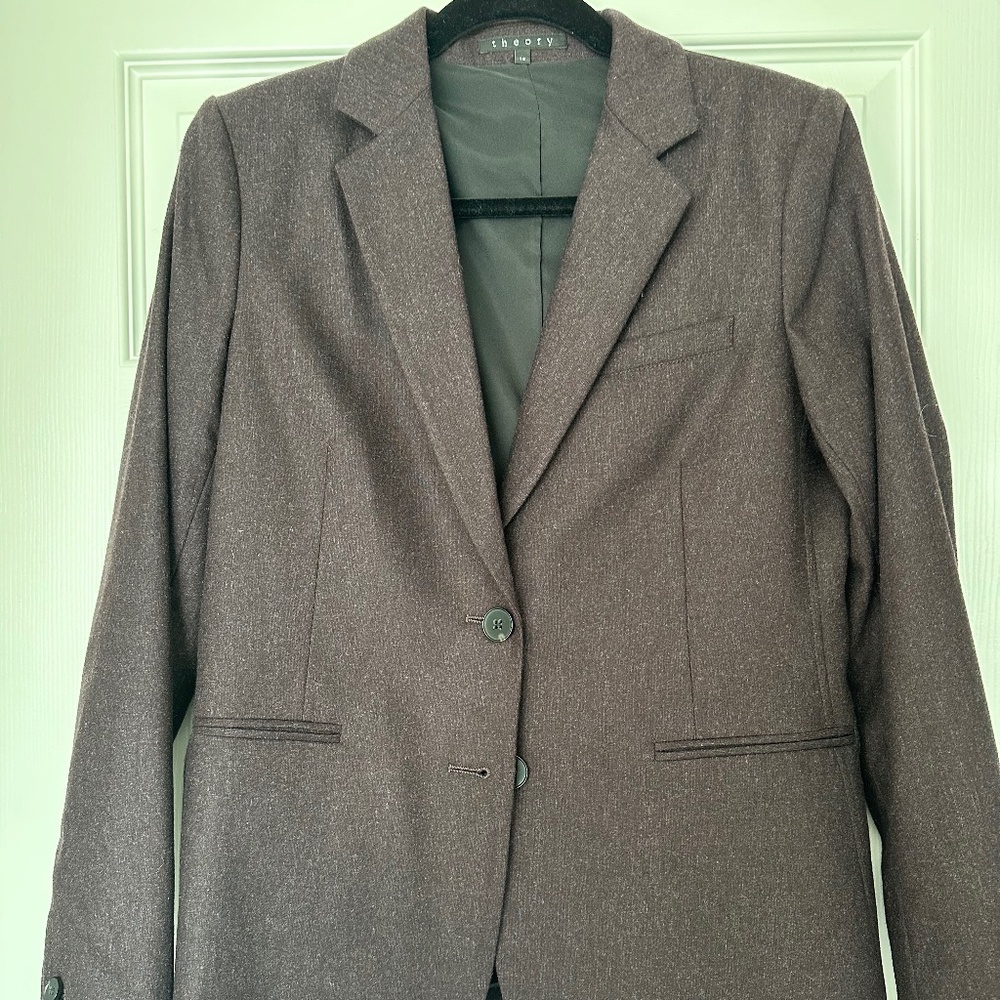 Chocolate tweed Theory Blazer  sz 10 wool